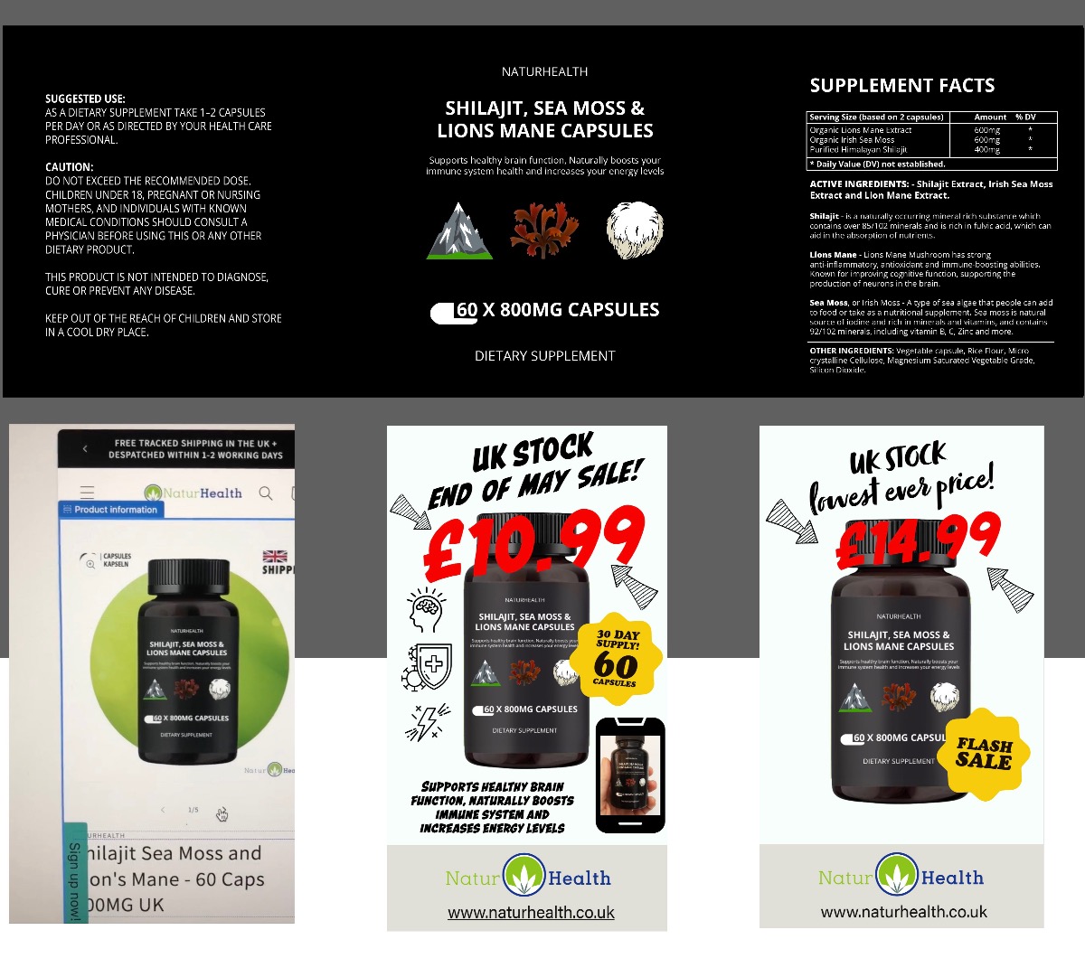 Health Supplement Label Design and online Adverts